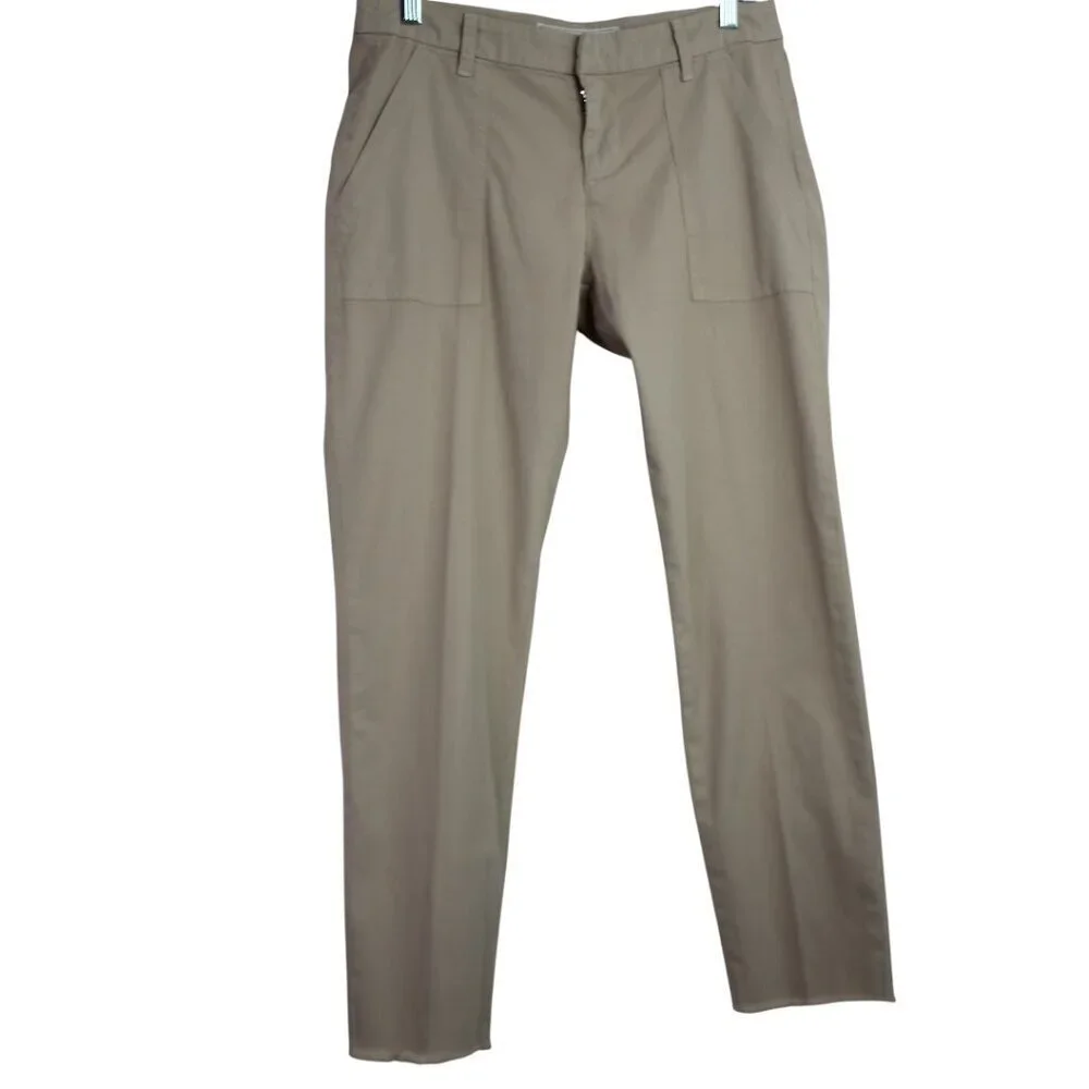 Frank & Eileen Ankle Pants in Italian Peached Tan Khaki Twill Cotton Size 6 - Picture 2 of 9